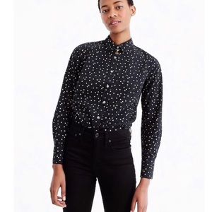 J.Crew Perfect Shirt, Black With Gold Dots, 4 Tall